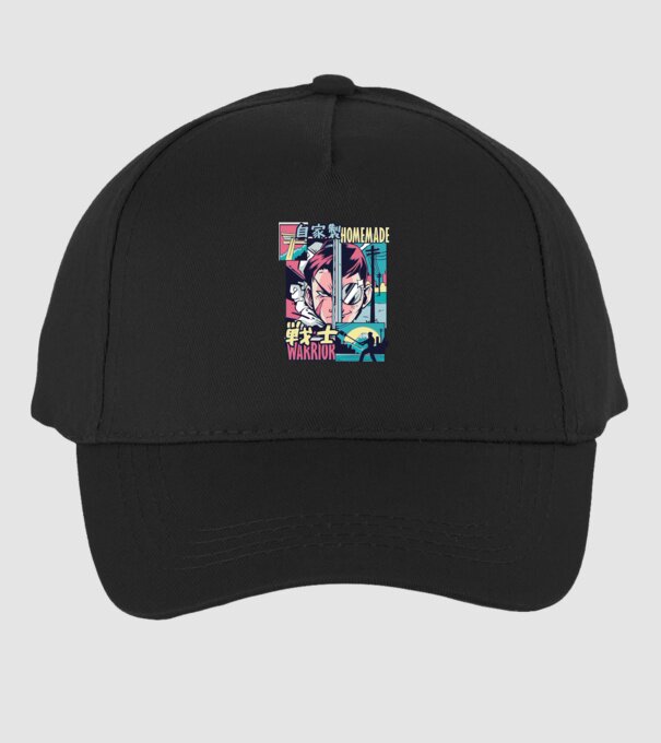 Anime Vaporwave Home Made Warrior model negru pe tricou
