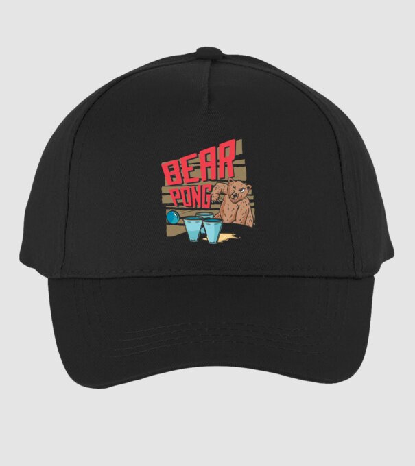 Bear Pong model negru pe tricou