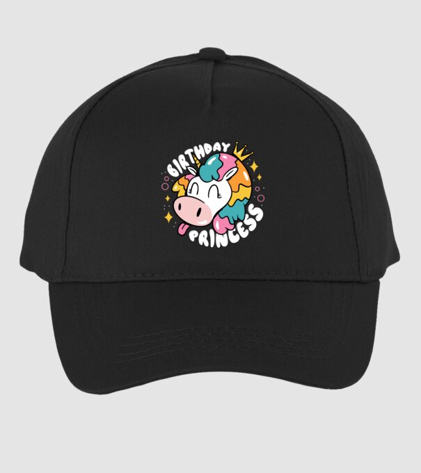 Birthday Princess Unicorn model negru pe tricou