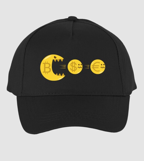 Bitcoin Pacman model negru pe tricou