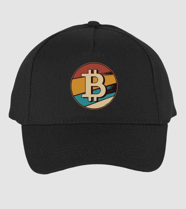 Bitcoin retro model negru pe tricou