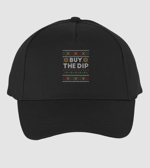 Buy the Dip Bitcoin Ugly Sweater model negru pe tricou