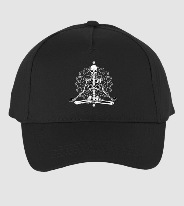Schelet Yoga model negru pe tricou