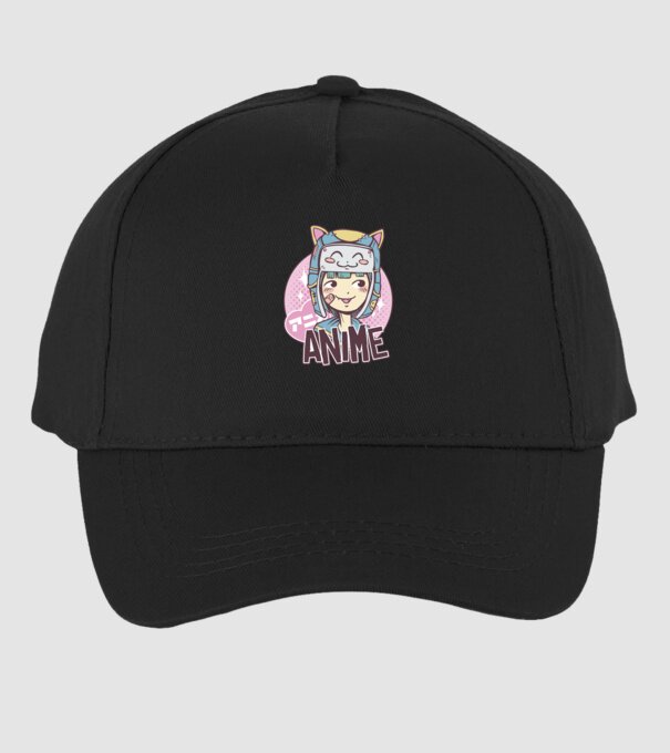 Fată drăguță Anime model negru pe tricou