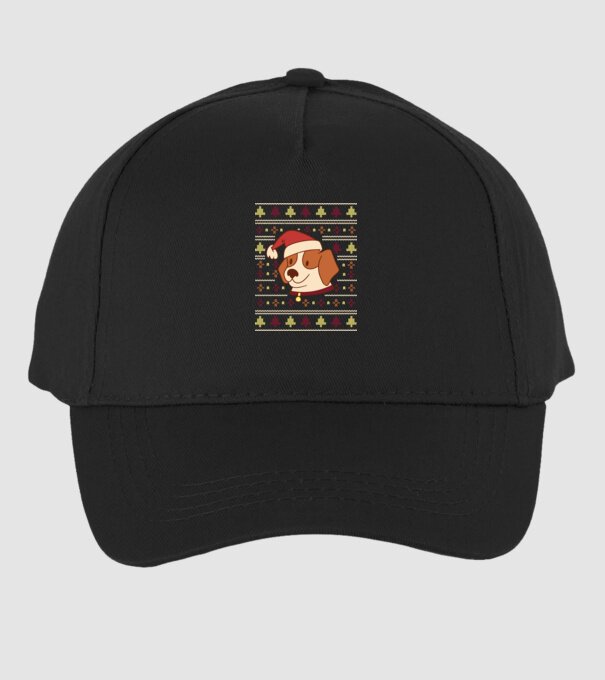 Pulover urât de Crăciun cu cățeluș drăguț model negru pe tricou