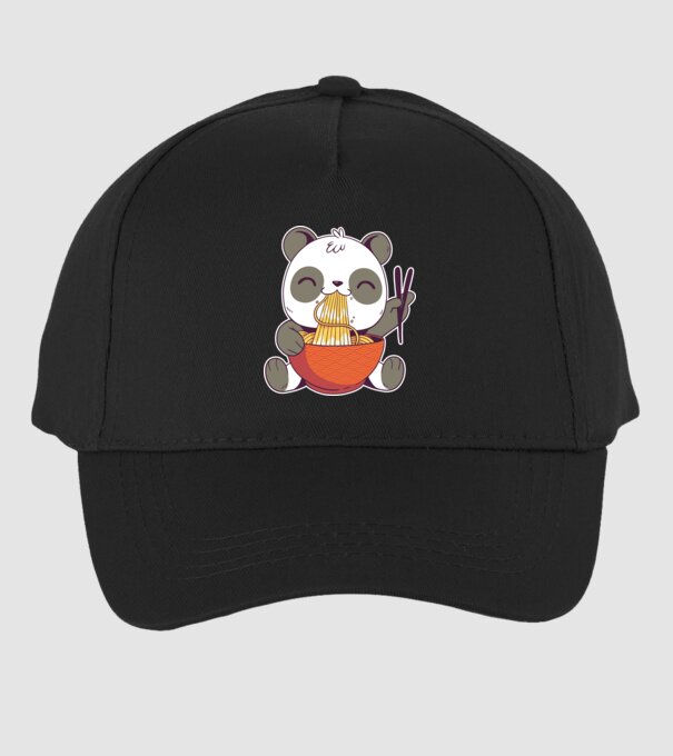 Panda drăguț cu paste model negru pe tricou