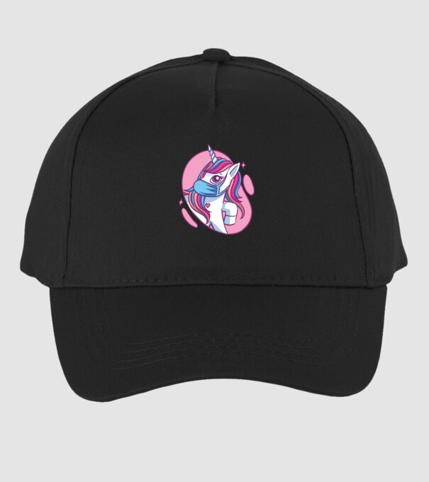 Unicorn drăguț cu mască model negru pe tricou