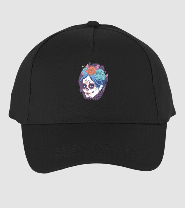 Dia de Los Muertos - Craniu cu flori model negru pe tricou