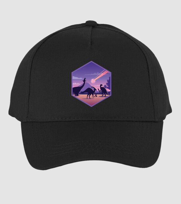 Dinozaur Meteor model negru pe tricou