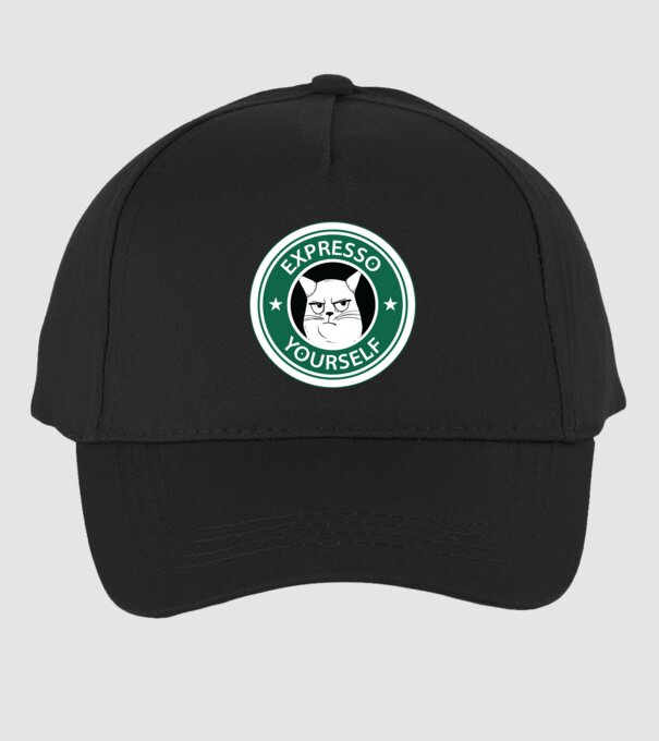 Expresso Yourself tricou Pisică cu cafea model negru pe tricou
