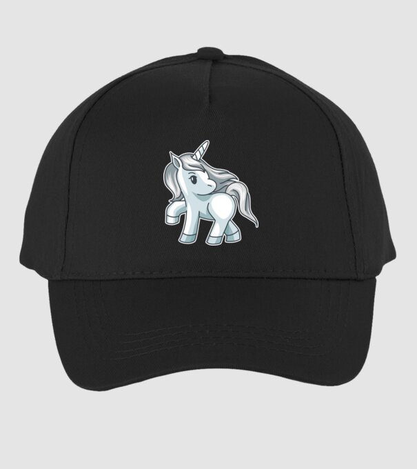 Unicorn de argint model negru pe tricou