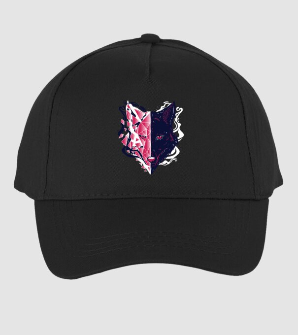 Cap de lup model negru pe tricou