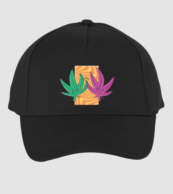 Frunze marijuana salut model negru pe tricou