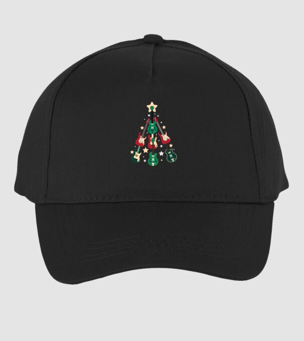 Pom de Crăciun Chitară model negru pe tricou
