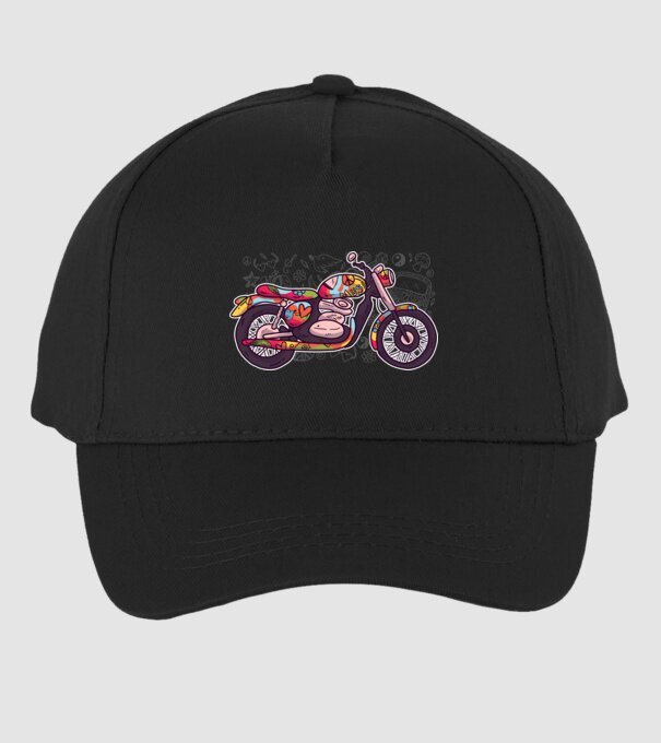 Motociclist Hippi model negru pe tricou
