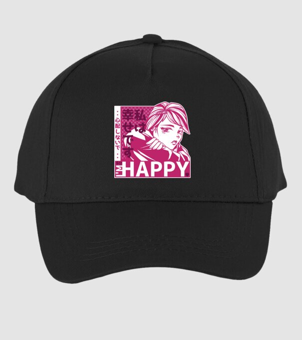 'I''m happy fată Anime antisocială' model negru pe tricou