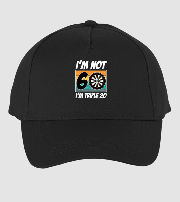 'I''m not 60 I''m triple 20 darts birthday' model negru pe tricou