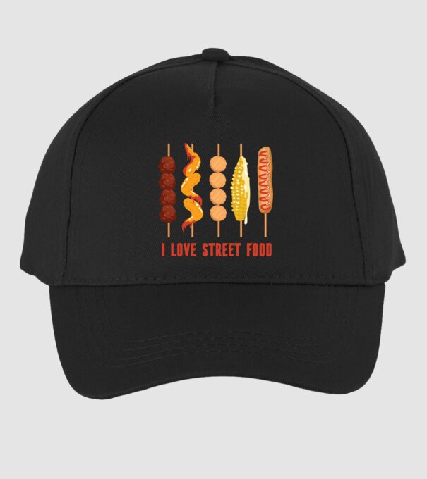 I Love Street Food model negru pe tricou