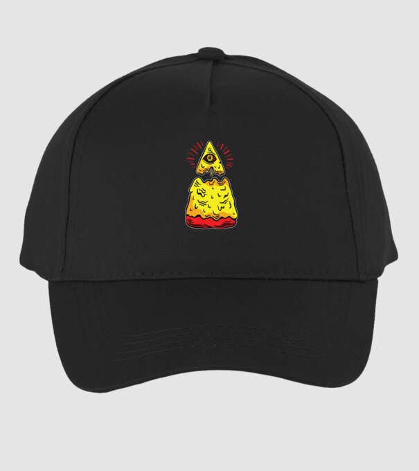Illuminati Pizza model negru pe tricou
