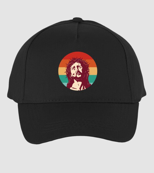 Iisus Hristos Retro model negru pe tricou