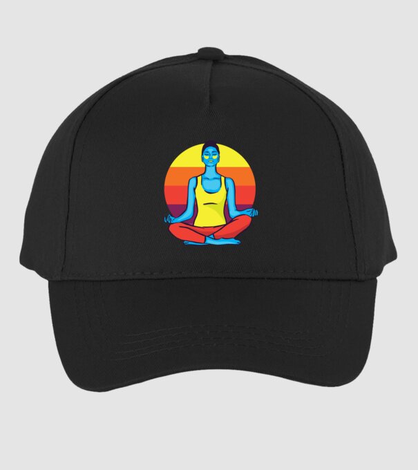 Yoga Meditație Retro model negru pe tricou