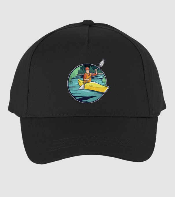 Caiac-canoe model negru pe tricou