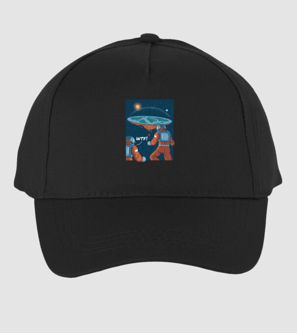 Astronaut Pământ plat model negru pe tricou