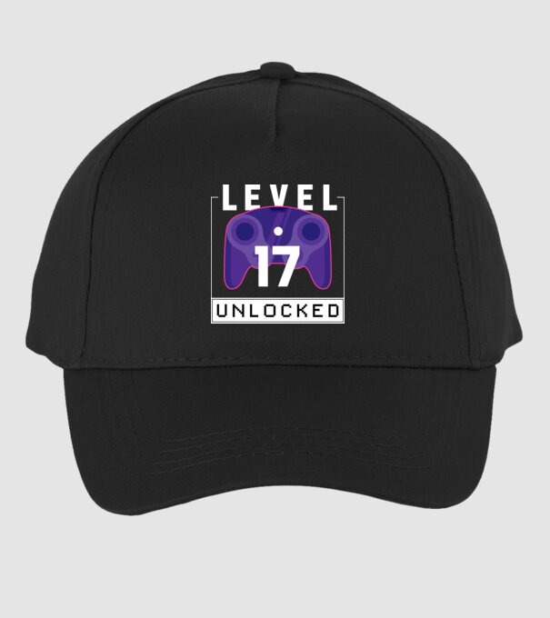 Level 17 Unlocked Gamer Birthday model negru pe tricou