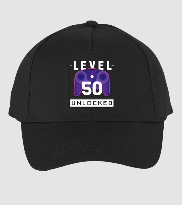 Level 50 Unlocked Gamer Birthday model negru pe tricou