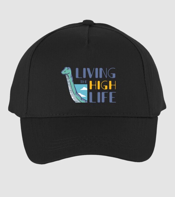Living the High Life Dinosaur model negru pe tricou