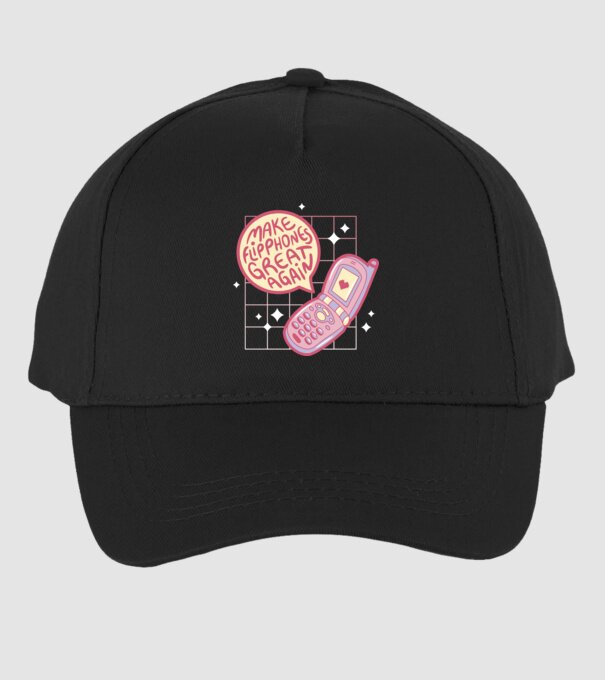Make Flipphones Great Again Retro model negru pe tricou