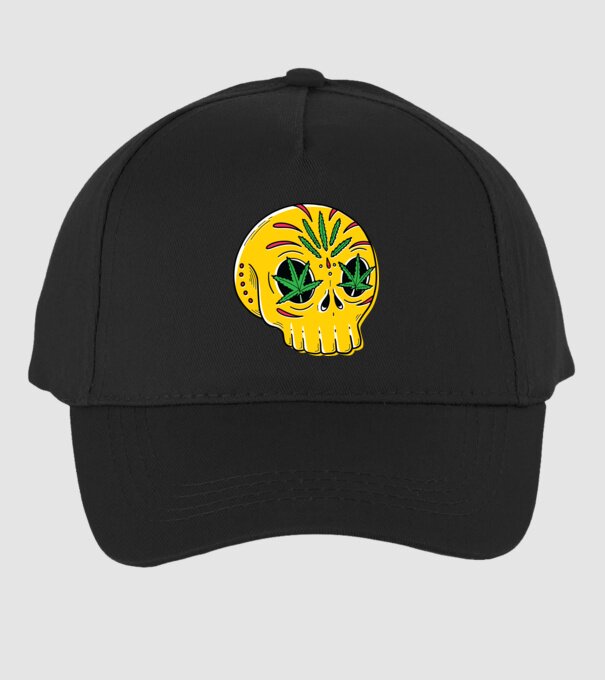 Marijuana Craniu model negru pe tricou