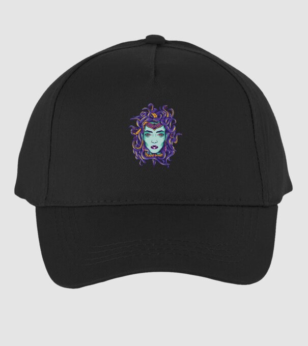 Cap de meduză model negru pe tricou