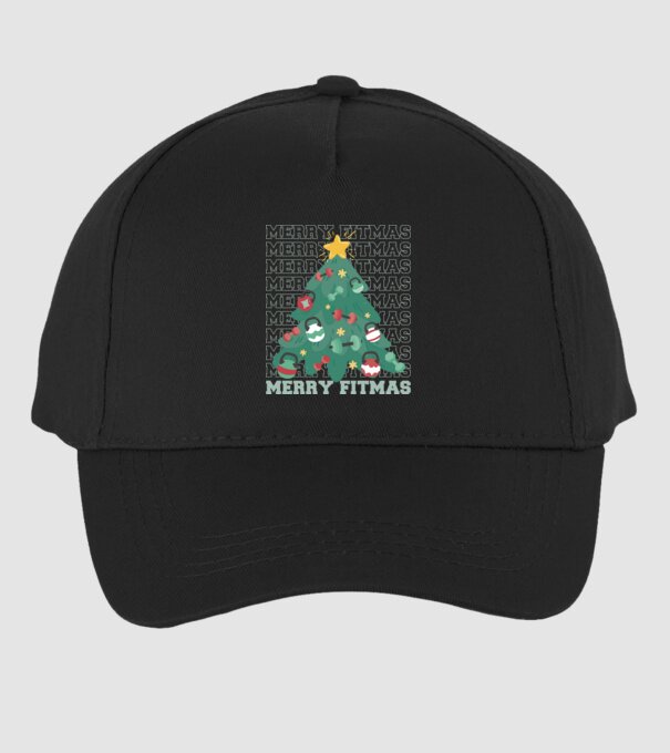 Merry Fitmas Fitmas Pom de Crăciun Fitness model negru pe tricou