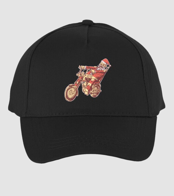 Moș Crăciun Motociclist model negru pe tricou