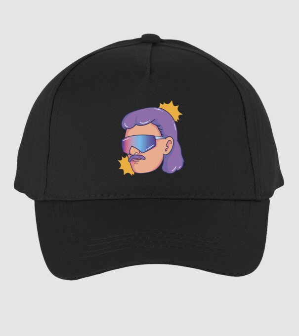 Cap Mullet Retro model negru pe tricou