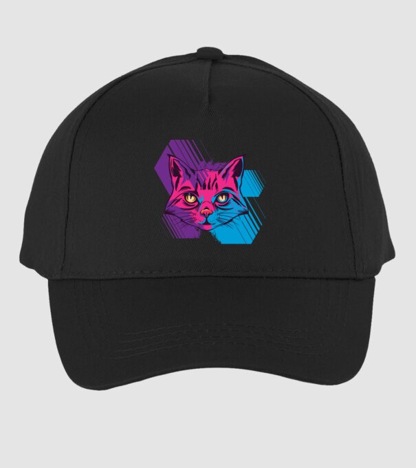 Pisică Neon model negru pe tricou