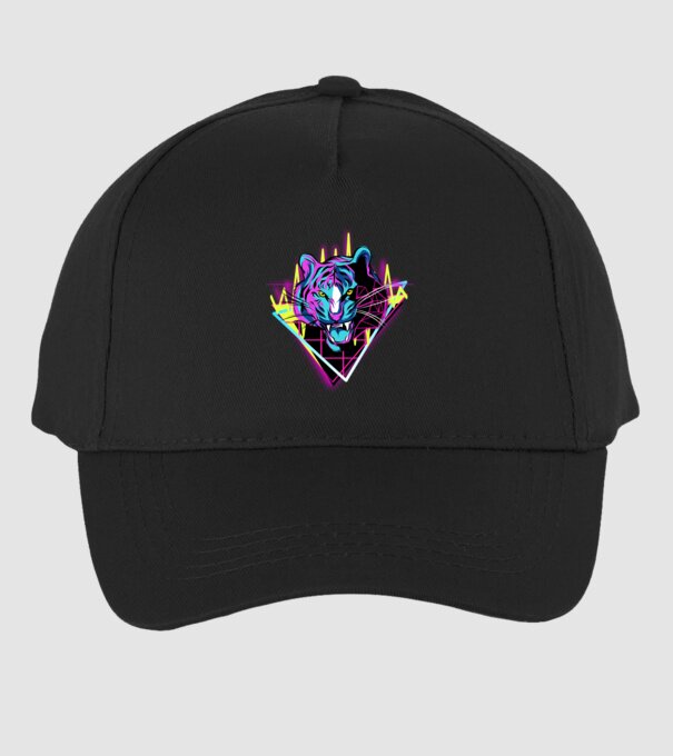 Tigru Neon anii 80 retro model negru pe tricou