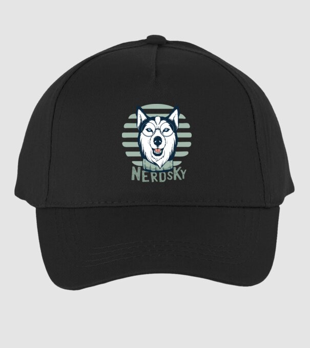 Nerdsky Husky model negru pe tricou