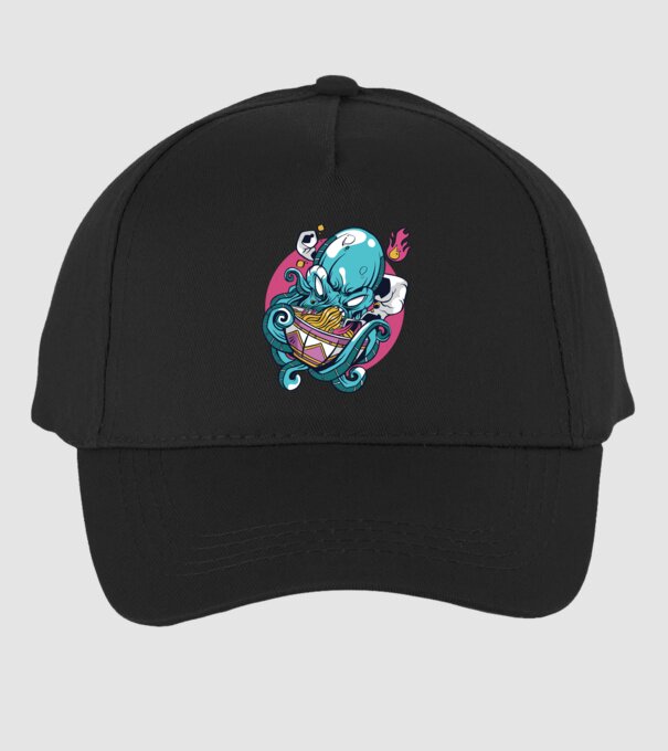 Octopus Ramen model negru pe tricou