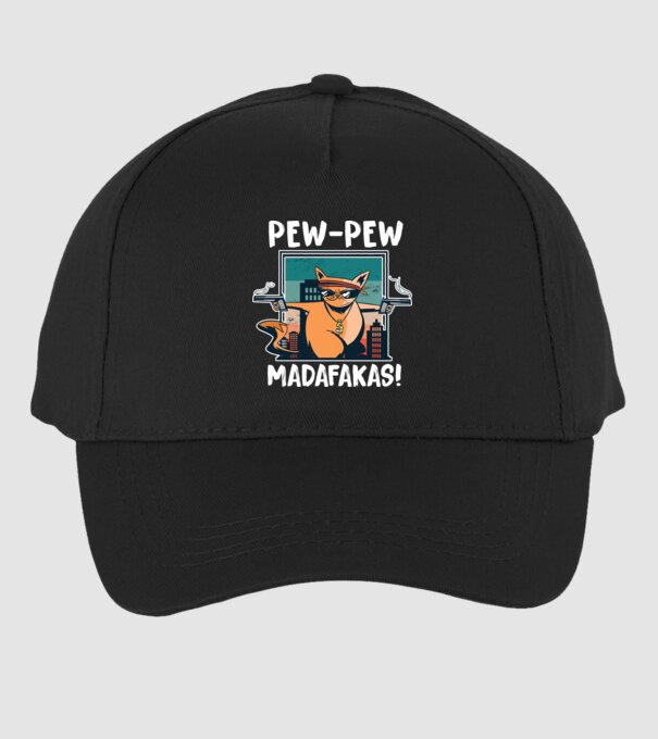 Pew Pew Pew Madafakas Pisică model negru pe tricou