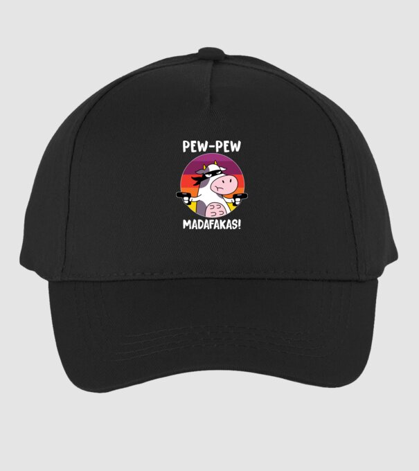 Pew Pew Pew Madafakas Vacă model negru pe tricou