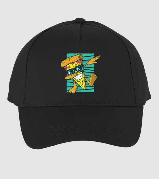 Felie de pizza DAB model negru pe tricou