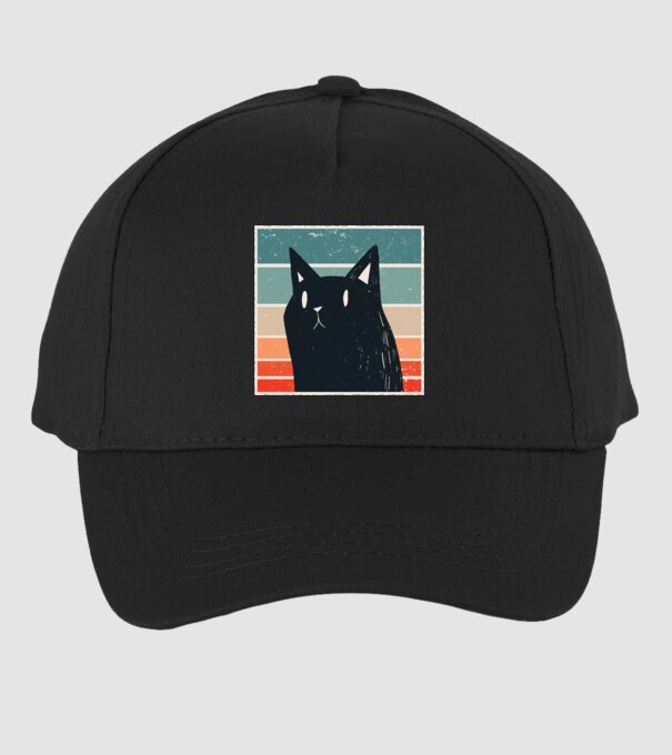 Pisică retro model negru pe tricou