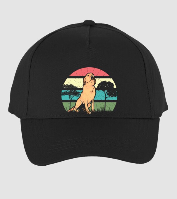 Golden Retriever retro model negru pe tricou