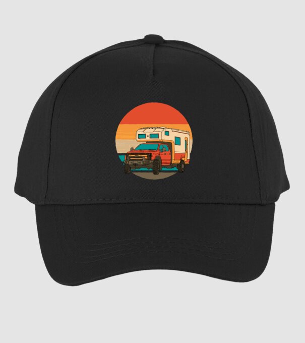Campervan Retro model negru pe tricou