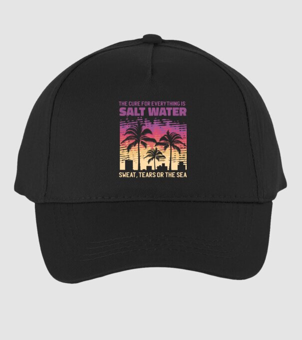 Retro Sunset - Apa sărată este leac pentru orice model negru pe tricou