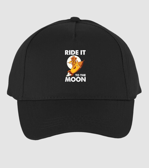 Ride it to the moon Bitcoin model negru pe tricou