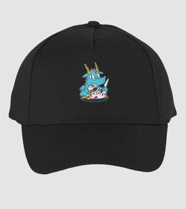 Dragonul a mâncat unicornul model negru pe tricou