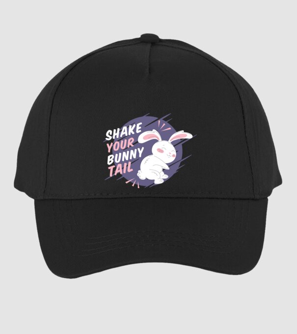 Shake your bunny tail model negru pe tricou